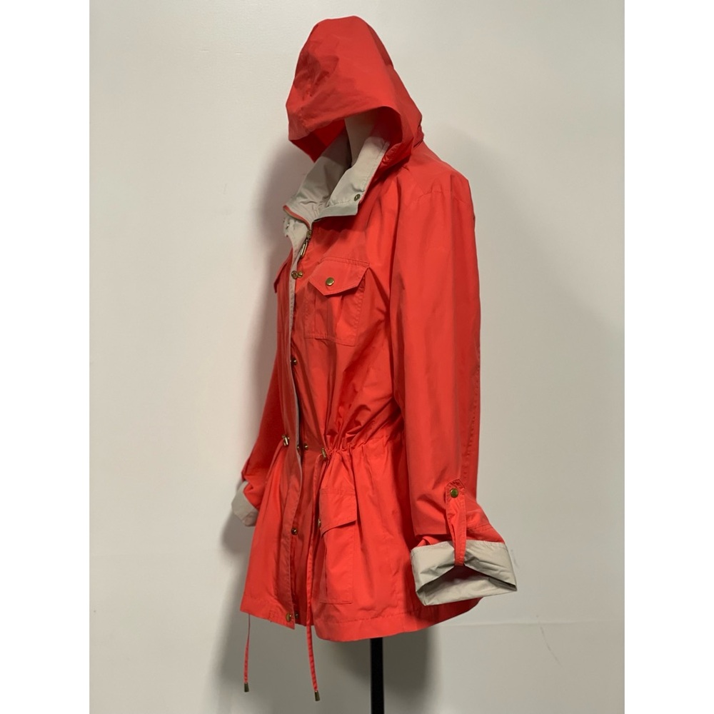 JM Collection Lightweight Raincoat Jacket Coral Size L - Picture 13 of 16